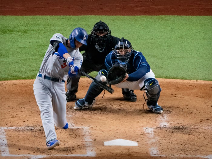 Corey Seager swinging